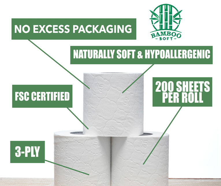 Ultra-Soft, Eco Friendly Bamboo Toilet Paper - 48 Rolls